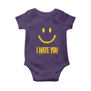 I Hate You Baby Onesie Funny Sarcastic Smiling Face Meme TS14 Purple Print Your Wear