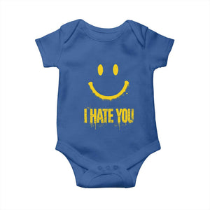 I Hate You Baby Onesie Funny Sarcastic Smiling Face Meme TS14 Royal Blue Print Your Wear