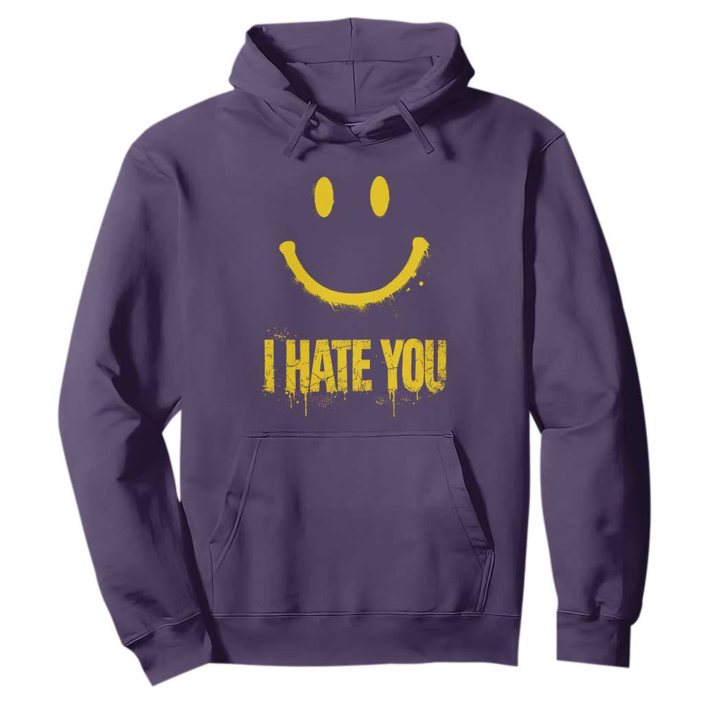 I Hate You Hoodie Funny Sarcastic Smiling Face Meme TS14 Purple Print Your Wear