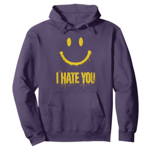 I Hate You Hoodie Funny Sarcastic Smiling Face Meme TS14 Purple Print Your Wear