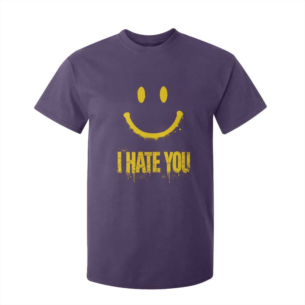 I Hate You T Shirt For Kid Funny Sarcastic Smiling Face Meme TS14 Purple Print Your Wear