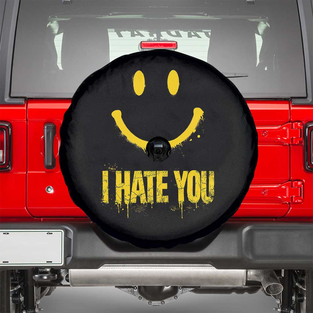 I Hate You Spare Tire Cover Funny Sarcastic Smiling Face Meme TS14 Black Print Your Wear