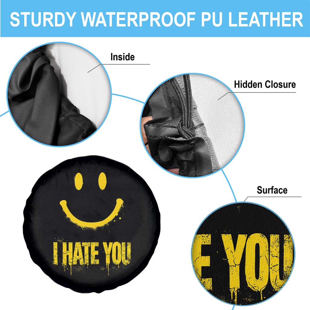 I Hate You Spare Tire Cover Funny Sarcastic Smiling Face Meme TS14 Print Your Wear