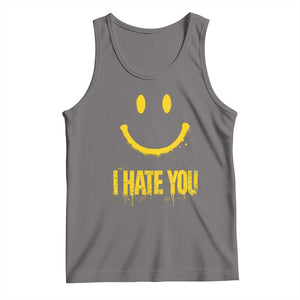 I Hate You Tank Top Funny Sarcastic Smiling Face Meme TS14 Deep Heather Print Your Wear