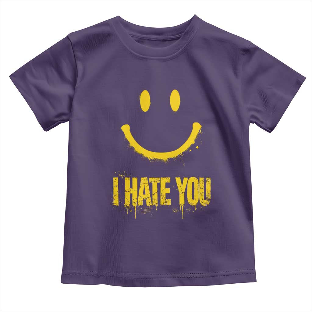 I Hate You Toddler T Shirt Funny Sarcastic Smiling Face Meme TS14 Purple Print Your Wear