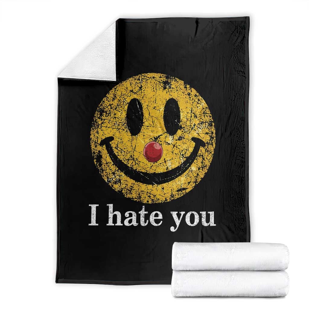 I Hate You Smile Face Meme Throw Blanket Funny Sarcastic Joke Meme TS14 Black Print Your Wear