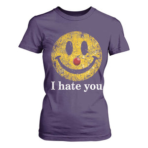 I Hate You Smile Face Meme T Shirt For Women Funny Sarcastic Joke Meme TS14 Purple Print Your Wear
