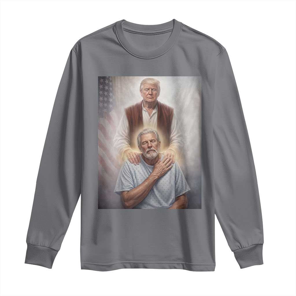 Trump Jesus Long Sleeve Shirt Funny Divine Leader Political Meme TS14 Charcoal Print Your Wear