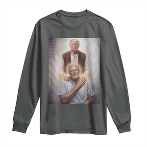 Trump Jesus Long Sleeve Shirt Funny Divine Leader Political Meme TS14 Dark Heather Print Your Wear