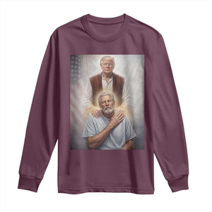 Trump Jesus Long Sleeve Shirt Funny Divine Leader Political Meme TS14 Maroon Print Your Wear