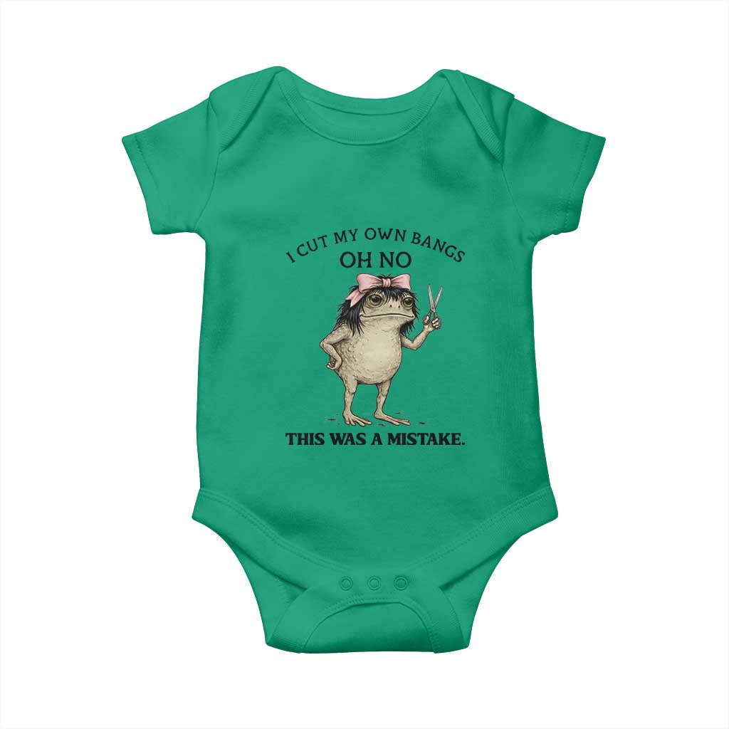 I Cut My Own Bangs Baby Onesie Funny Frog Meme TS14 Irish Green Print Your Wear