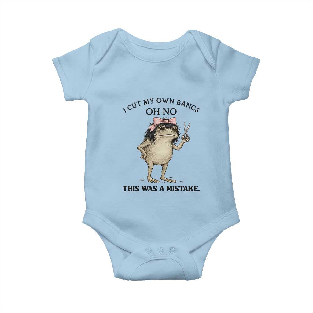 I Cut My Own Bangs Baby Onesie Funny Frog Meme TS14 Light Blue Print Your Wear