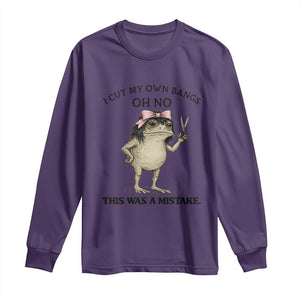 I Cut My Own Bangs Long Sleeve Shirt Funny Frog Meme TS14 Purple Print Your Wear
