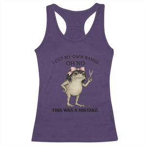 I Cut My Own Bangs Racerback Tank Top Funny Frog Meme TS14 Purple Print Your Wear