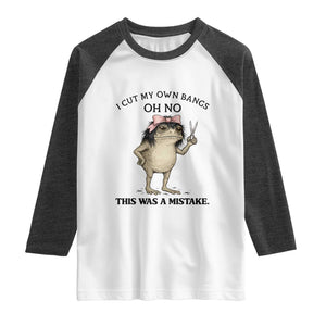 I Cut My Own Bangs Raglan Shirt Funny Frog Meme TS14 White Heather Charcoal Print Your Wear