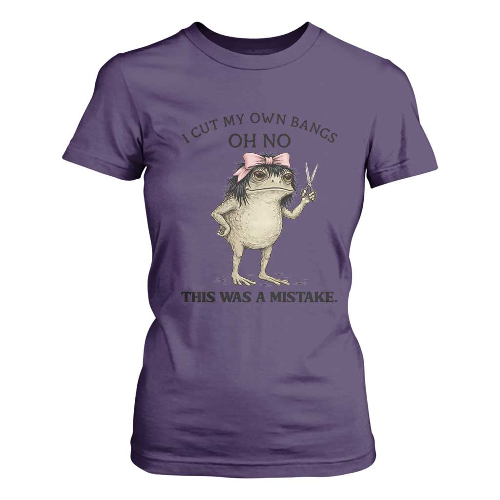 I Cut My Own Bangs T Shirt For Women Funny Frog Meme TS14 Purple Print Your Wear
