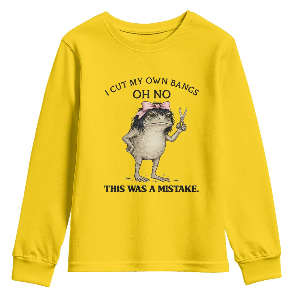 I Cut My Own Bangs Youth Sweatshirt Funny Frog Meme TS14 Daisy Print Your Wear