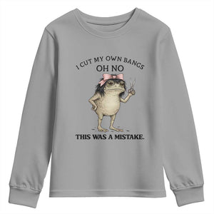 I Cut My Own Bangs Youth Sweatshirt Funny Frog Meme TS14 Sport Gray Print Your Wear