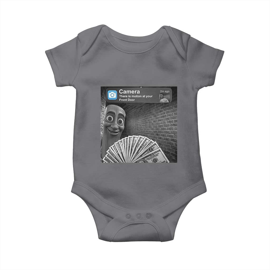 There is Motion at Your Front Door Baby Onesie Tung Tung Tung Sahur Italian Brainrot Meme TS14 Charcoal Print Your Wear