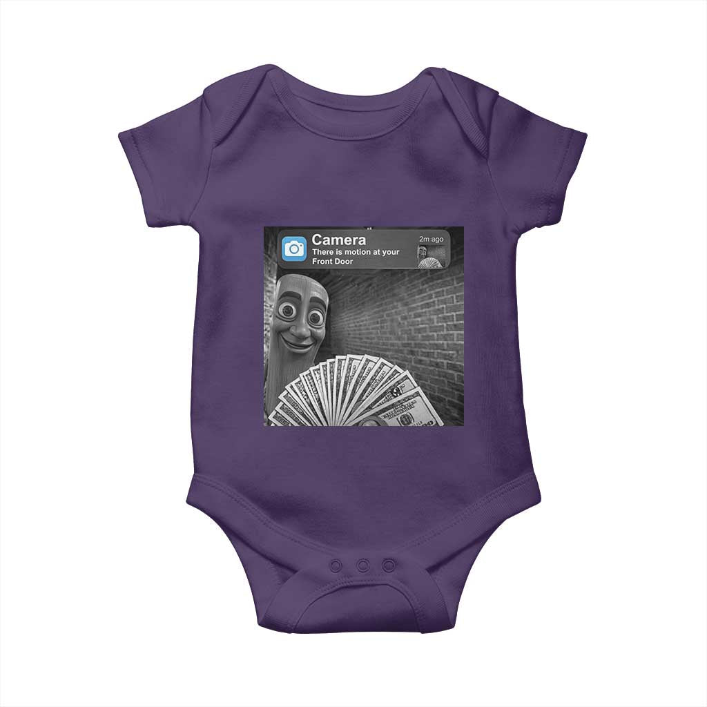 There is Motion at Your Front Door Baby Onesie Tung Tung Tung Sahur Italian Brainrot Meme TS14 Purple Print Your Wear