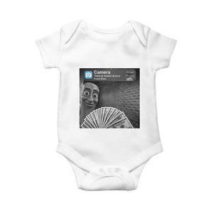 There is Motion at Your Front Door Baby Onesie Tung Tung Tung Sahur Italian Brainrot Meme TS14 White Print Your Wear