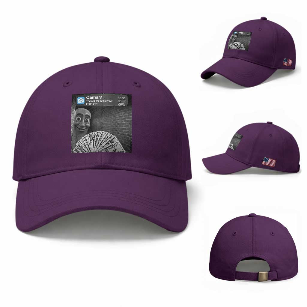 There is Motion at Your Front Door Baseball Cap Tung Tung Tung Sahur Italian Brainrot Meme TS14 Baseball Cap Universal Fit Purple Print Your Wear
