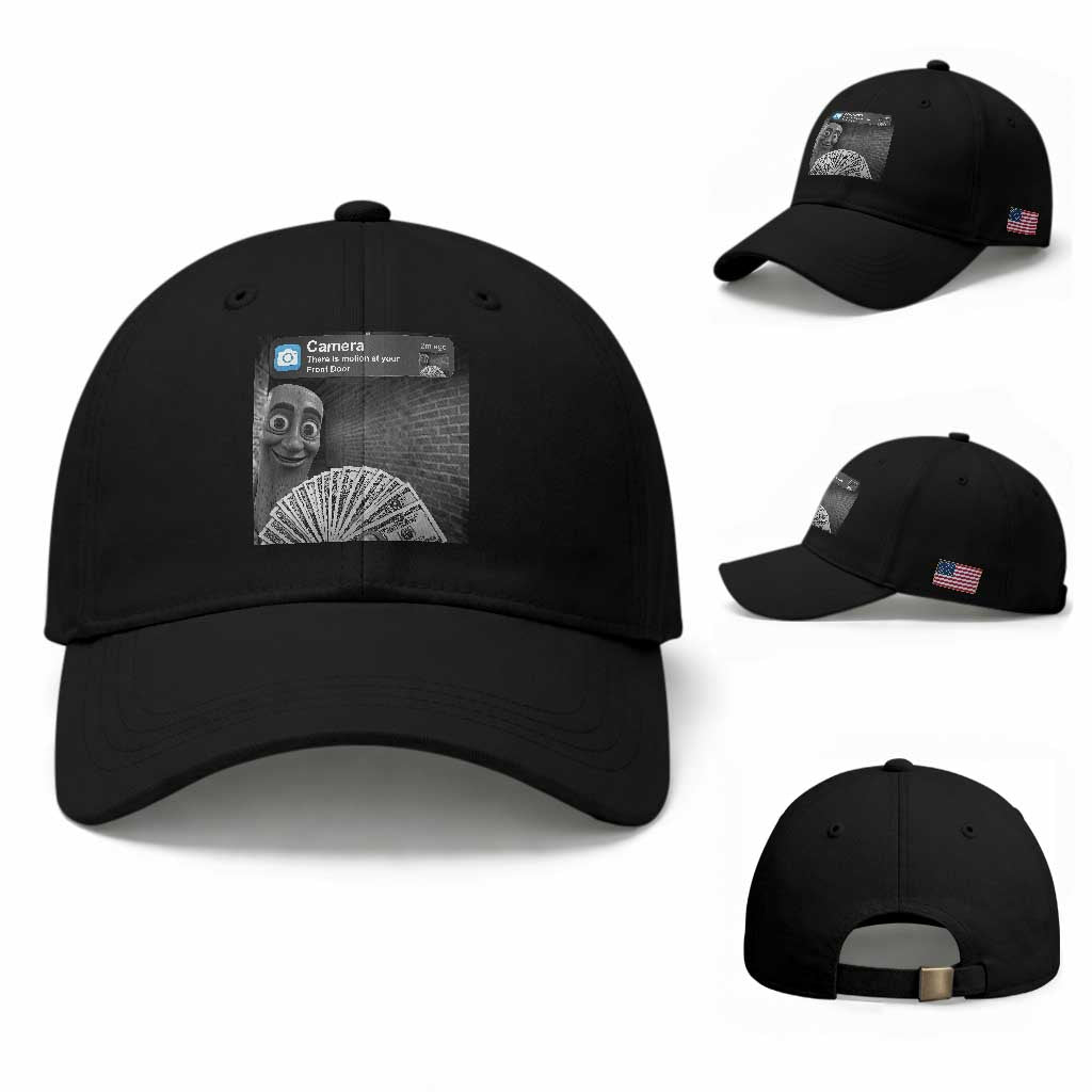 There is Motion at Your Front Door Baseball Cap Tung Tung Tung Sahur Italian Brainrot Meme TS14 Baseball Cap Universal Fit Black Print Your Wear