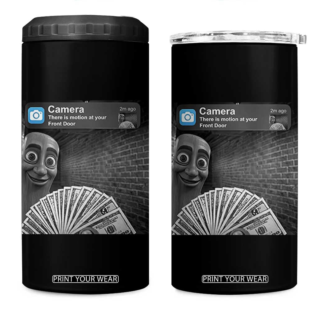 There is Motion at Your Front Door 4 in 1 Can Cooler Tumbler Tung Tung Tung Sahur Italian Brainrot Meme TS14 One Size: 16 oz Black Print Your Wear