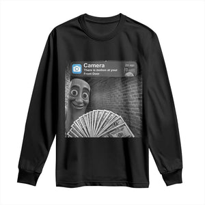 There is Motion at Your Front Door Long Sleeve Shirt Tung Tung Tung Sahur Italian Brainrot Meme TS14 Black Print Your Wear