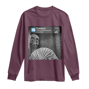 There is Motion at Your Front Door Long Sleeve Shirt Tung Tung Tung Sahur Italian Brainrot Meme TS14 Maroon Print Your Wear