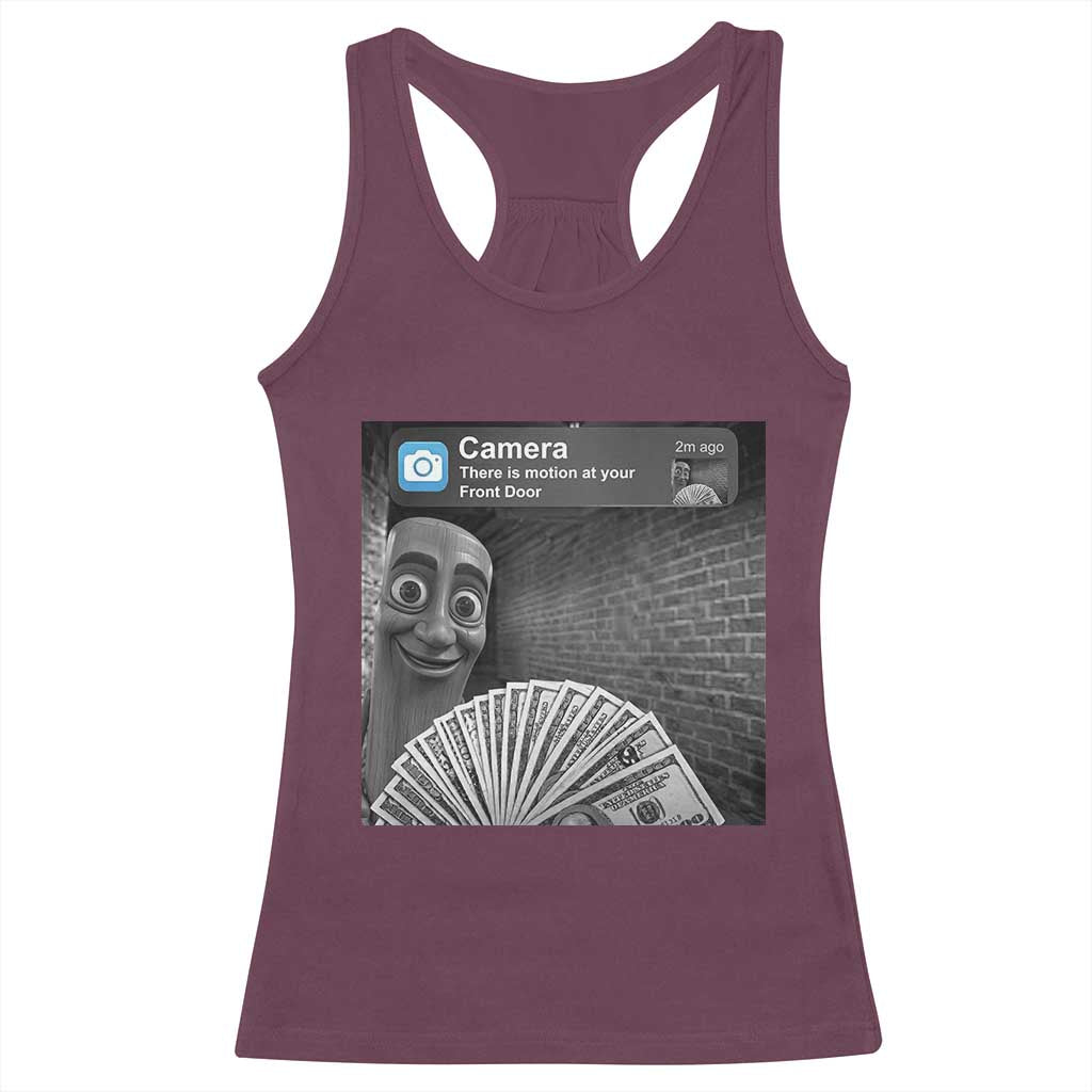 There is Motion at Your Front Door Racerback Tank Top Tung Tung Tung Sahur Italian Brainrot Meme TS14 Maroon Print Your Wear
