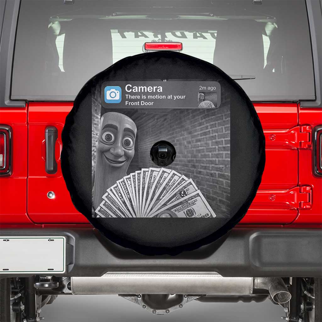There is Motion at Your Front Door Spare Tire Cover Tung Tung Tung Sahur Italian Brainrot Meme TS14 Black Print Your Wear