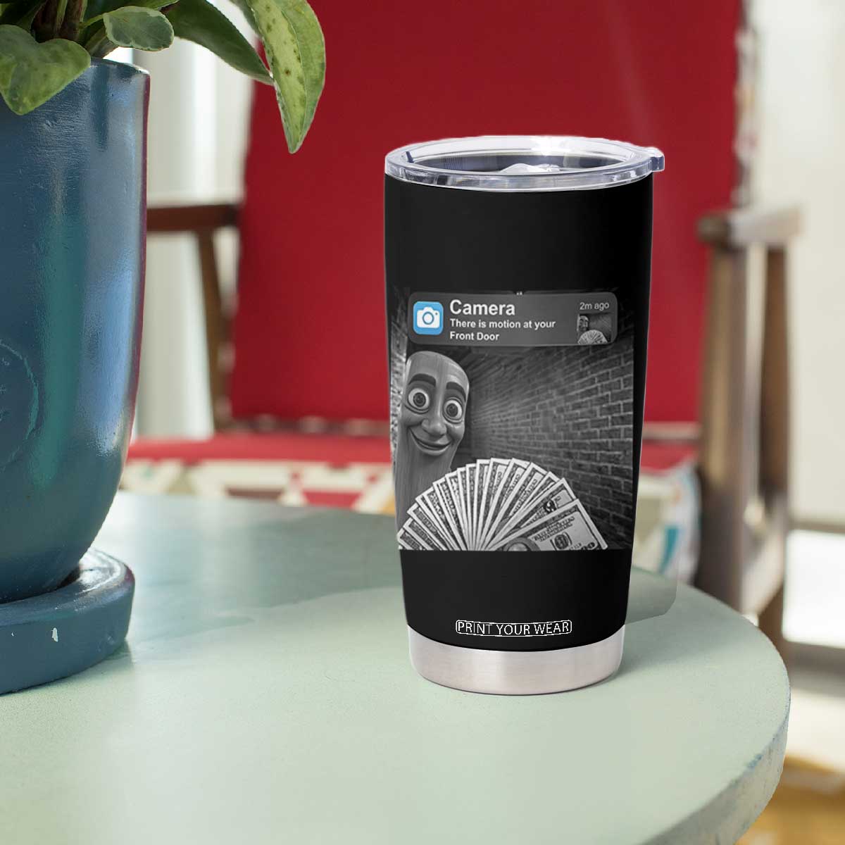 There is Motion at Your Front Door Tumbler Cup Tung Tung Tung Sahur Italian Brainrot Meme TS14 Print Your Wear