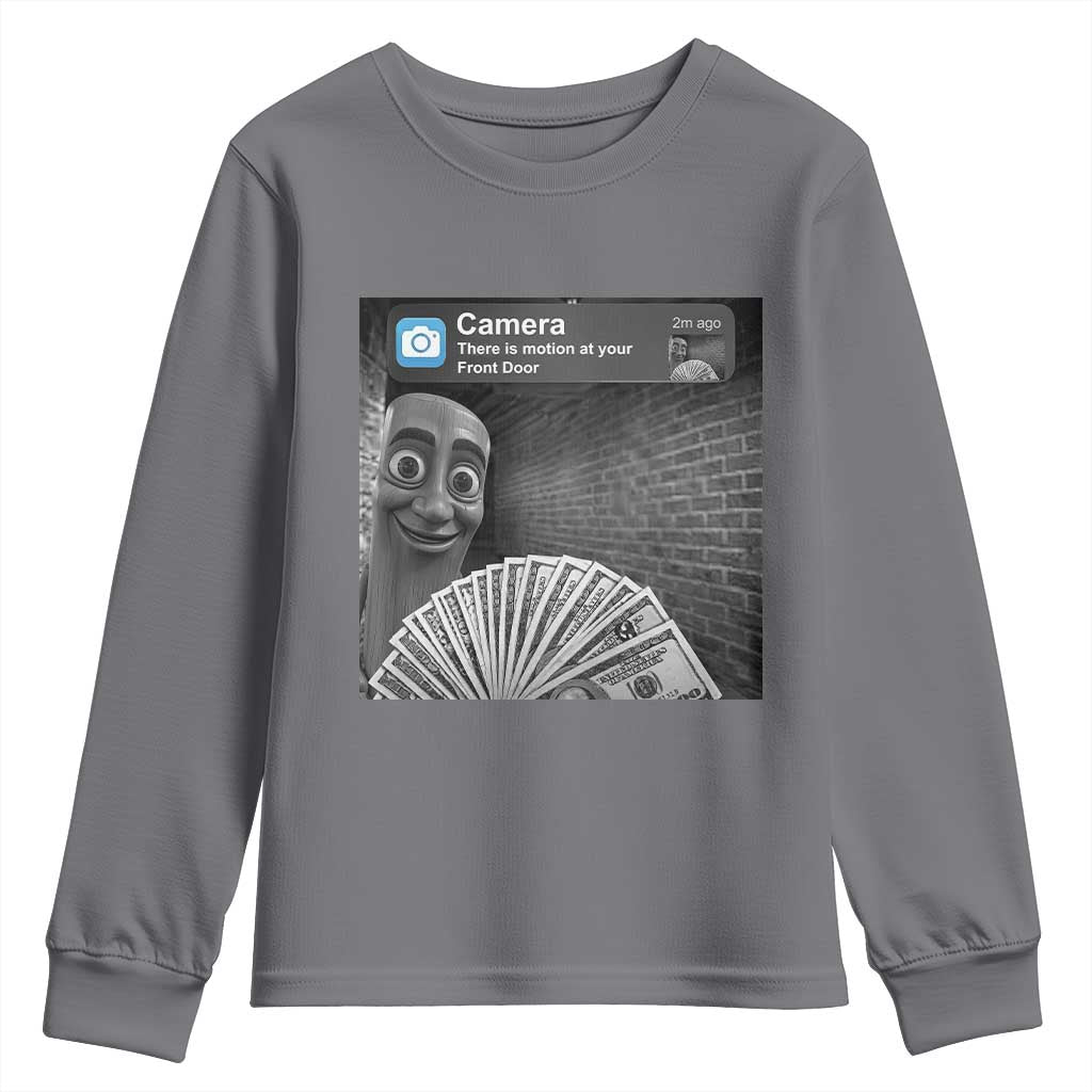 There is Motion at Your Front Door Youth Sweatshirt Tung Tung Tung Sahur Italian Brainrot Meme TS14 Charcoal Print Your Wear