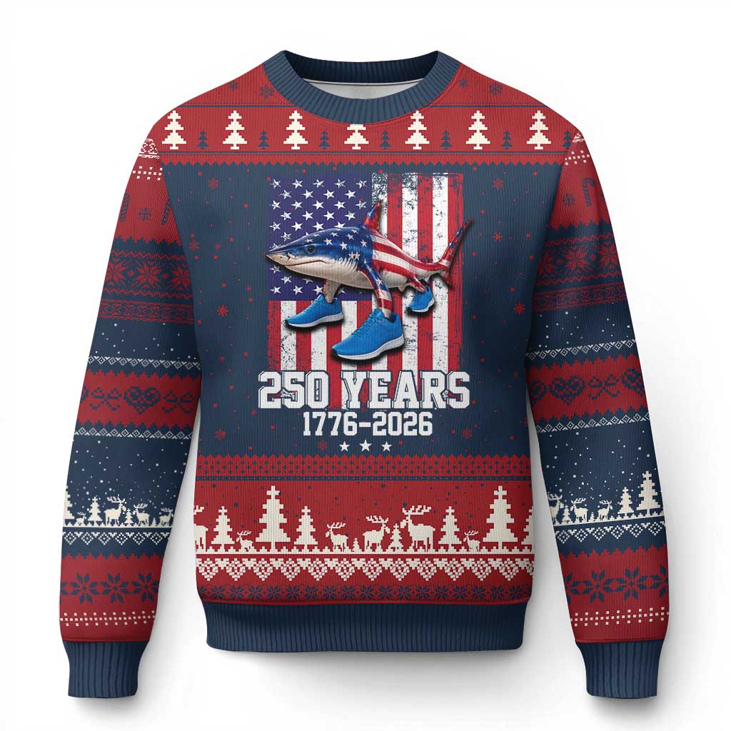 250th America Anniversary Ugly Christmas Sweater Tralalero Tralala Italian Brainrot 4th of July Meme TS14 Navy Red Print Your Wear