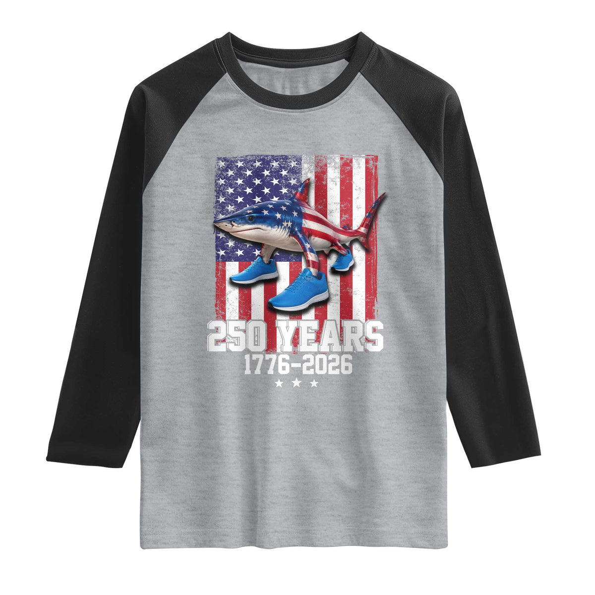 250th America Anniversary Raglan Shirt Tralalero Tralala Italian Brainrot 4th of July Meme