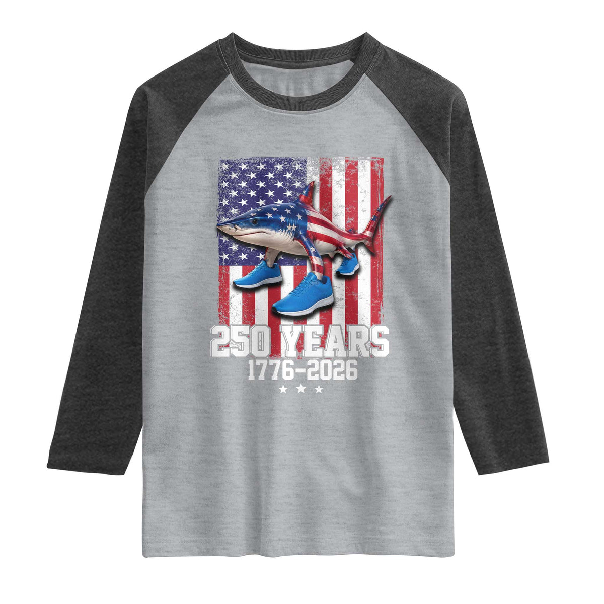 250th America Anniversary Raglan Shirt Tralalero Tralala Italian Brainrot 4th of July Meme