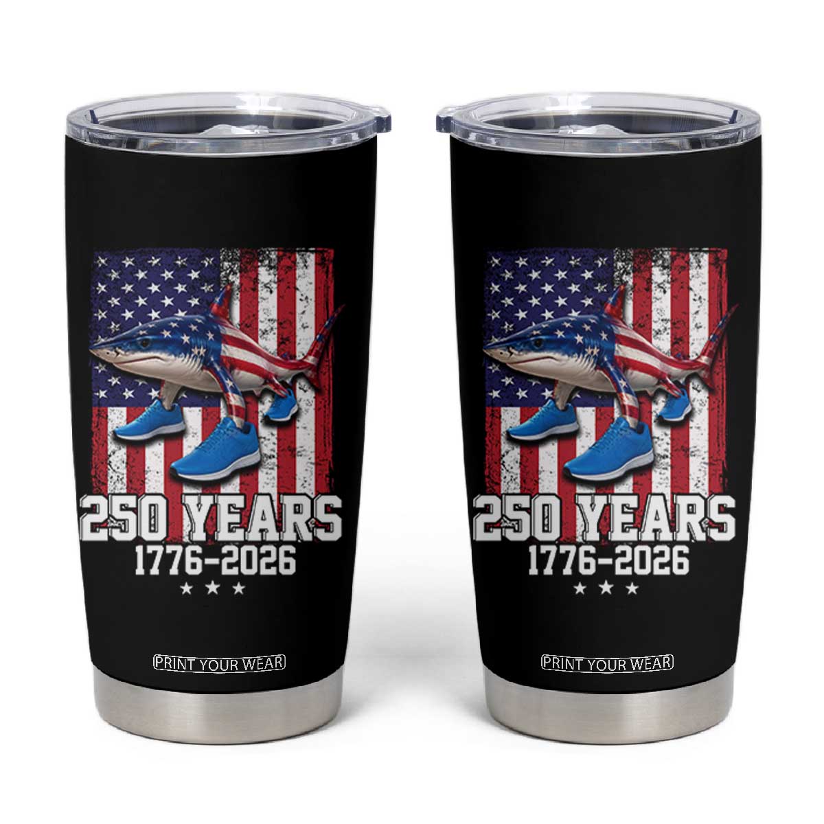 250th America Anniversary Tumbler Cup Tralalero Tralala Italian Brainrot 4th of July Meme TS14 Black Print Your Wear