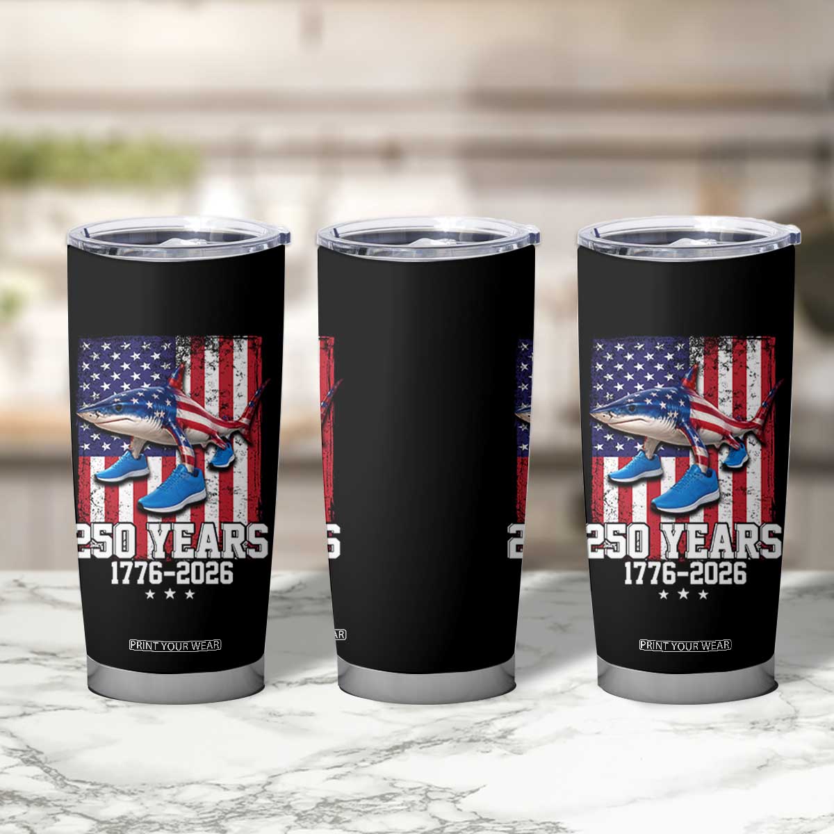 250th America Anniversary Tumbler Cup Tralalero Tralala Italian Brainrot 4th of July Meme