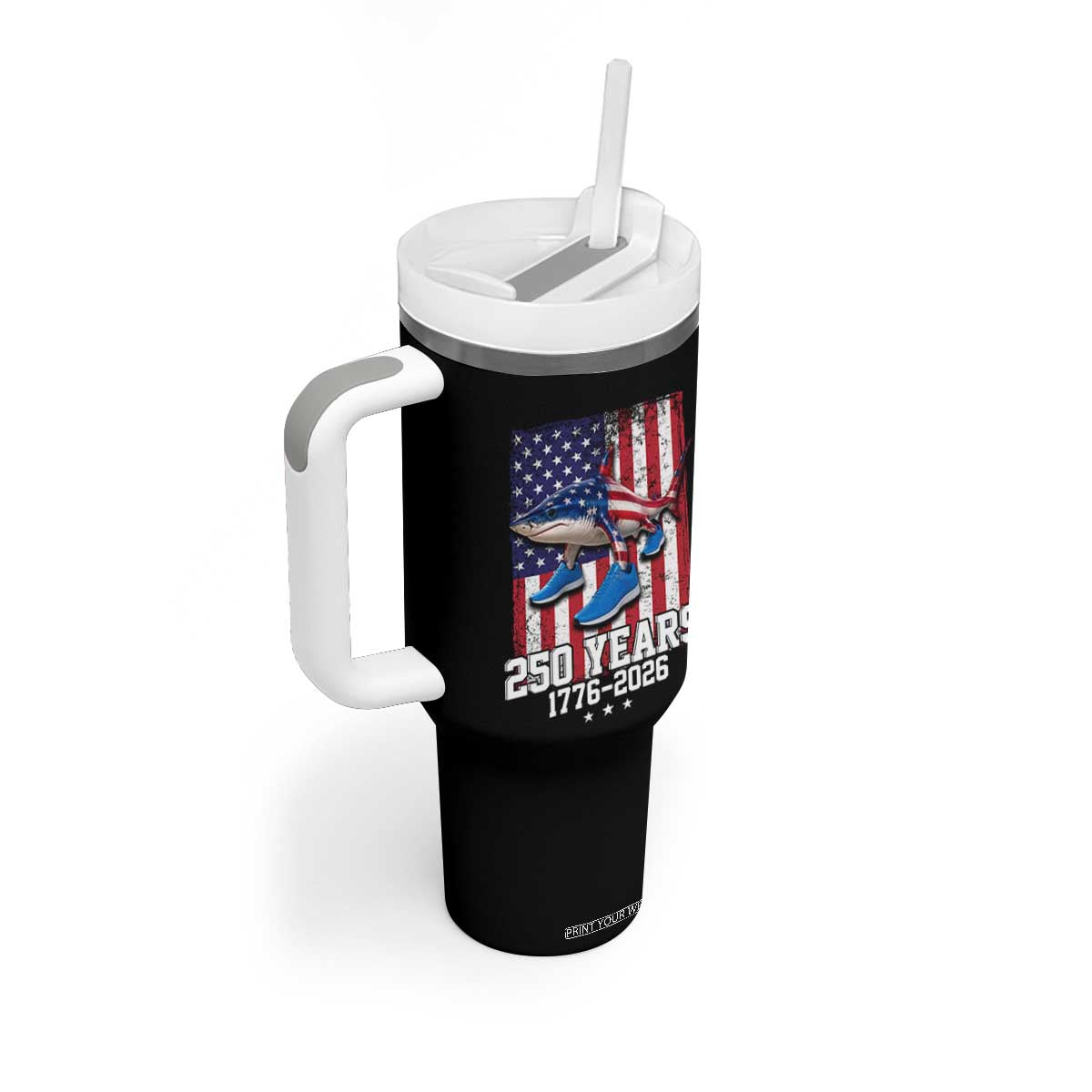 250th America Anniversary Tumbler With Handle Tralalero Tralala Italian Brainrot 4th of July Meme