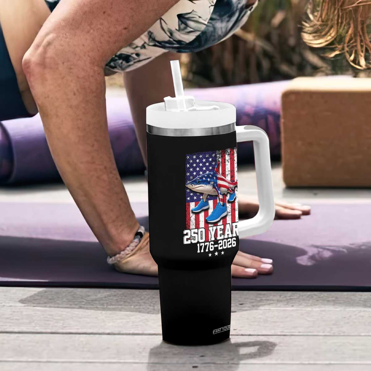 250th America Anniversary Tumbler With Handle Tralalero Tralala Italian Brainrot 4th of July Meme