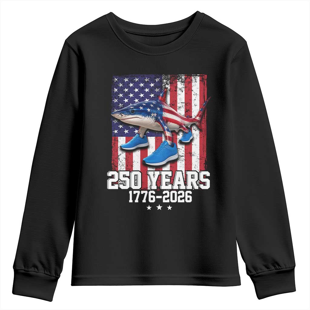 250th America Anniversary Youth Sweatshirt Tralalero Tralala Italian Brainrot 4th of July Meme TS14 Black Print Your Wear