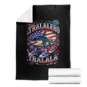 Tralalero Tralala Shark Italian Brainrot 4th Of July Meme Throw Blanket TS14 Black Print Your Wear