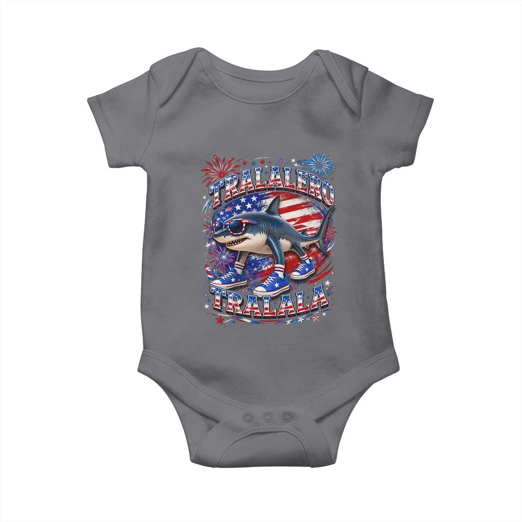 Tralalero Tralala Shark Italian Brainrot 4th Of July Meme Baby Onesie TS14 Charcoal Print Your Wear