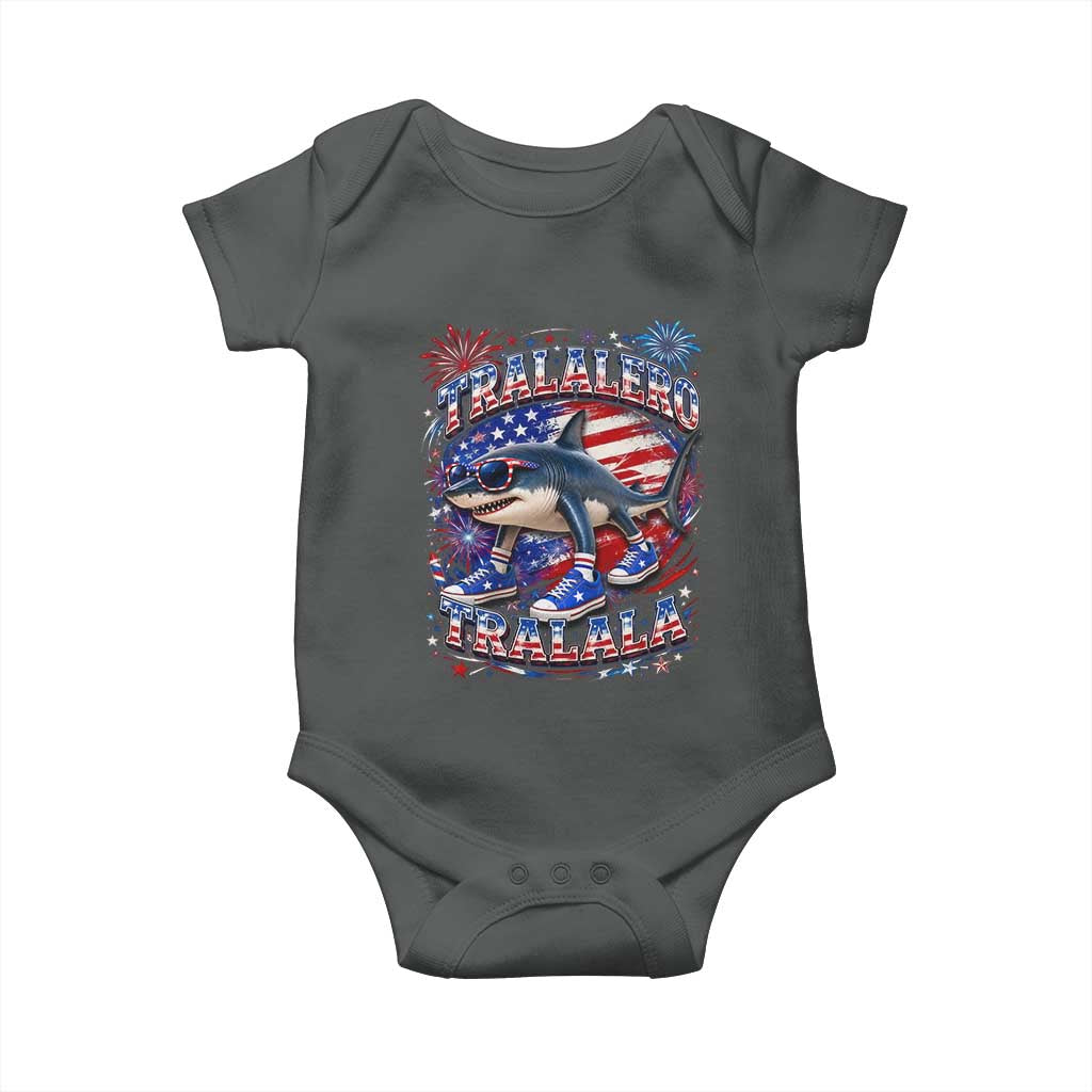 Tralalero Tralala Shark Italian Brainrot 4th Of July Meme Baby Onesie TS14 Dark Heather Print Your Wear