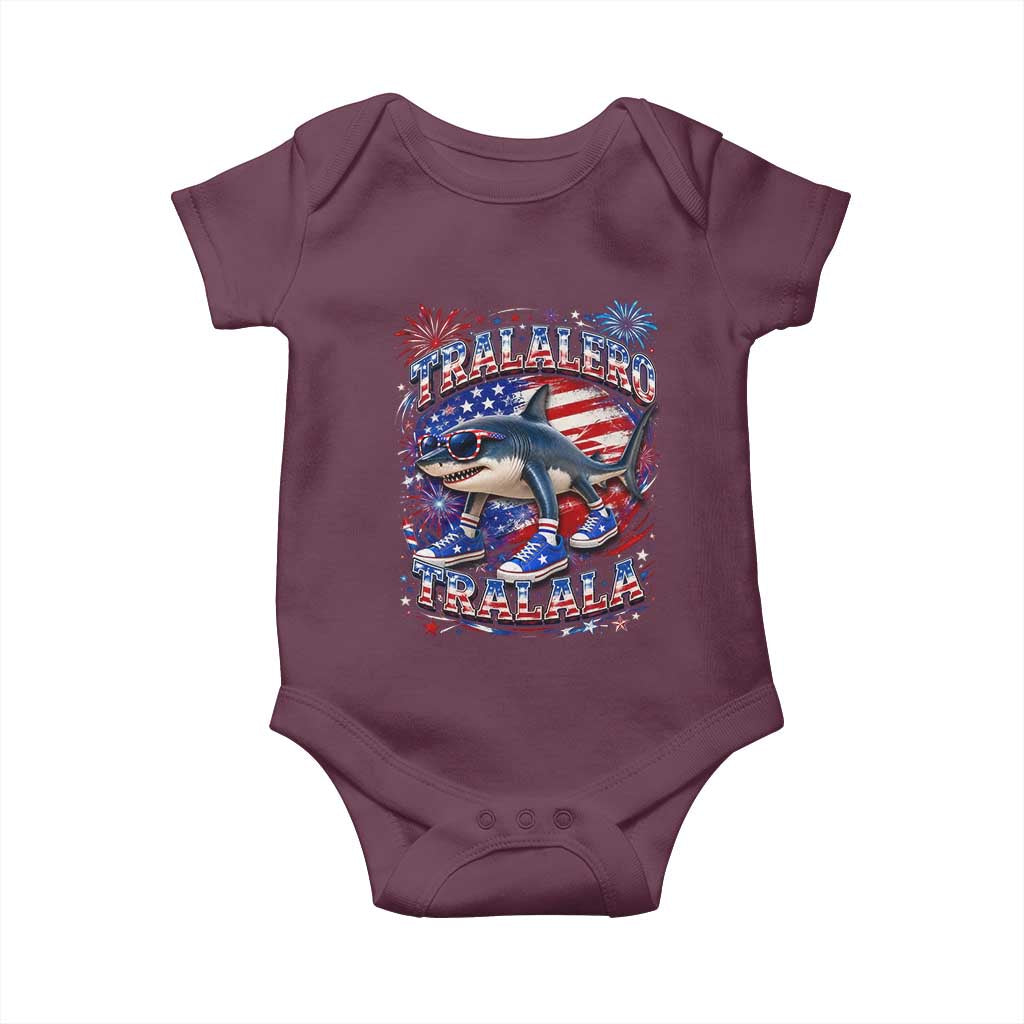 Tralalero Tralala Shark Italian Brainrot 4th Of July Meme Baby Onesie TS14 Maroon Print Your Wear