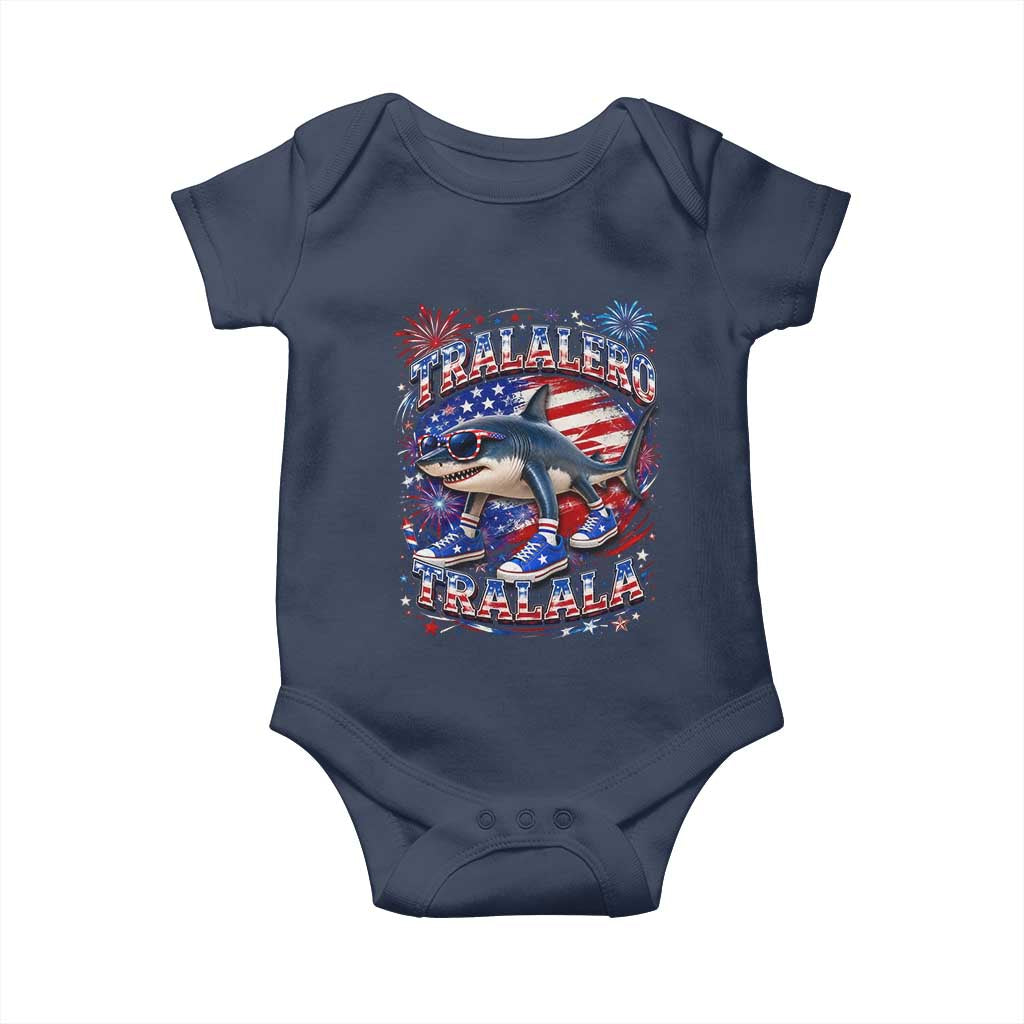 Tralalero Tralala Shark Italian Brainrot 4th Of July Meme Baby Onesie TS14 Navy Print Your Wear