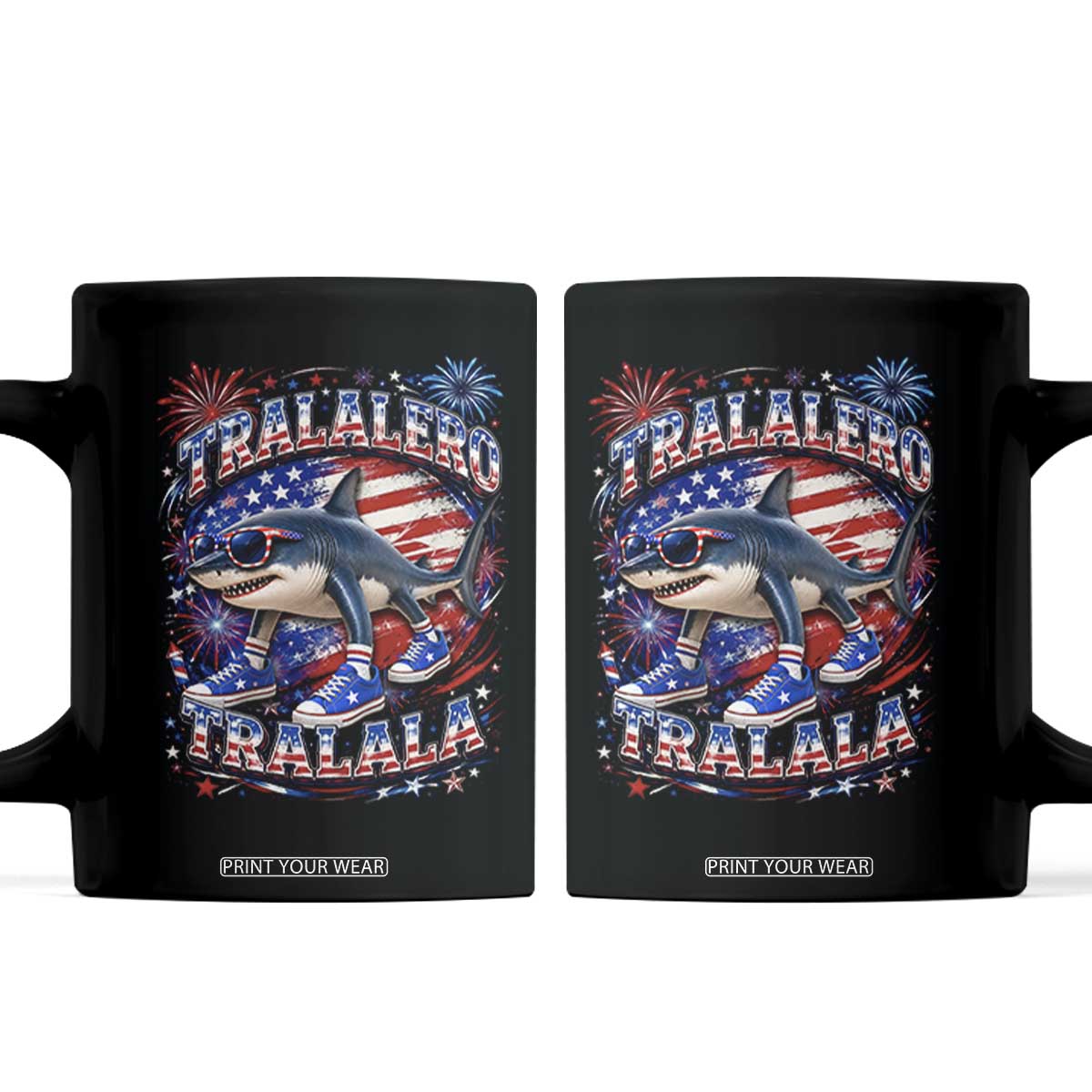 Tralalero Tralala Shark Italian Brainrot 4th Of July Meme Coffee Mug