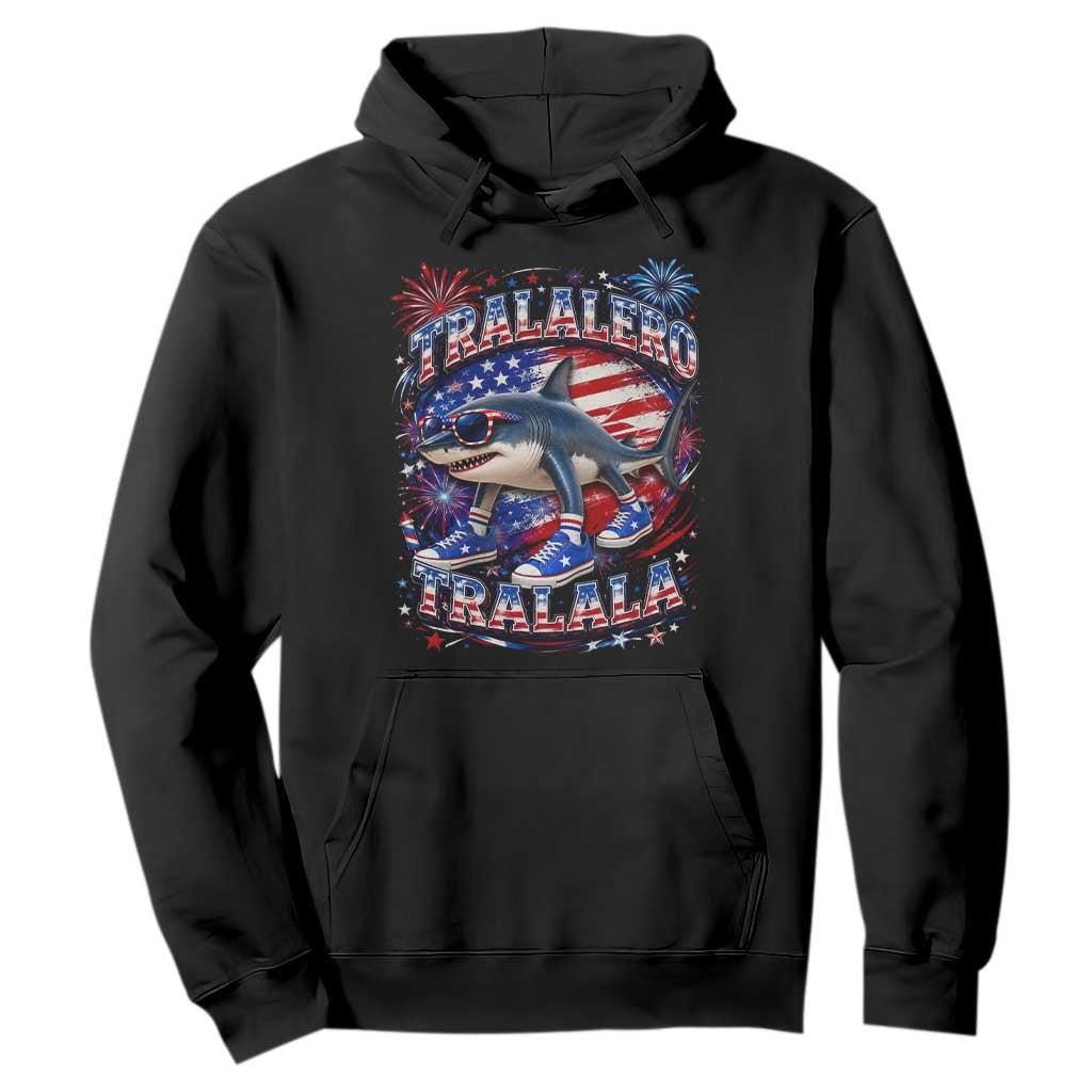 Tralalero Tralala Shark Italian Brainrot 4th Of July Meme Hoodie TS14 Black Print Your Wear