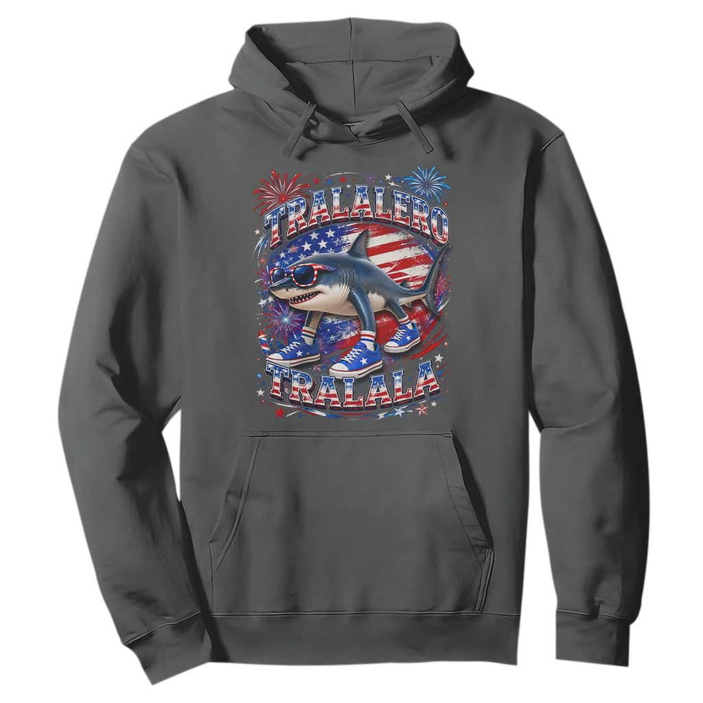 Tralalero Tralala Shark Italian Brainrot 4th Of July Meme Hoodie TS14 Dark Heather Print Your Wear